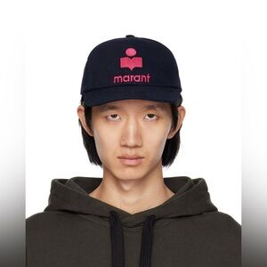 Isabel Marant Navy and Pink Logo Hat